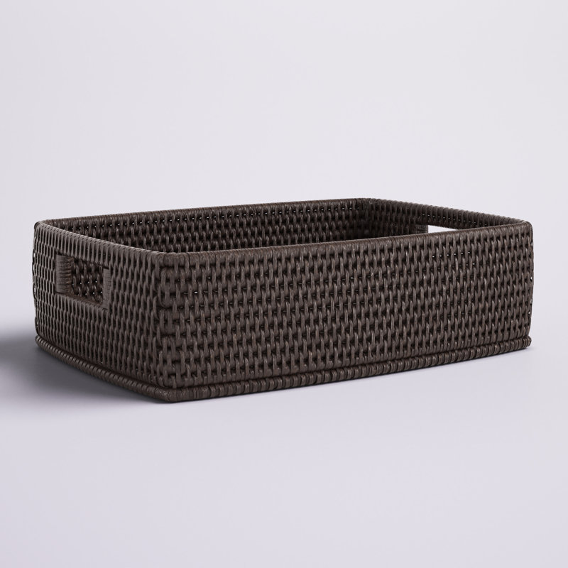 Dotted Line™ Rattan Rectangular Basket with Rounded Corners and Cutout